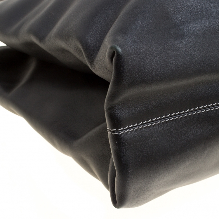 Pre Owned Bvlgari Black Leather Shopper Tote