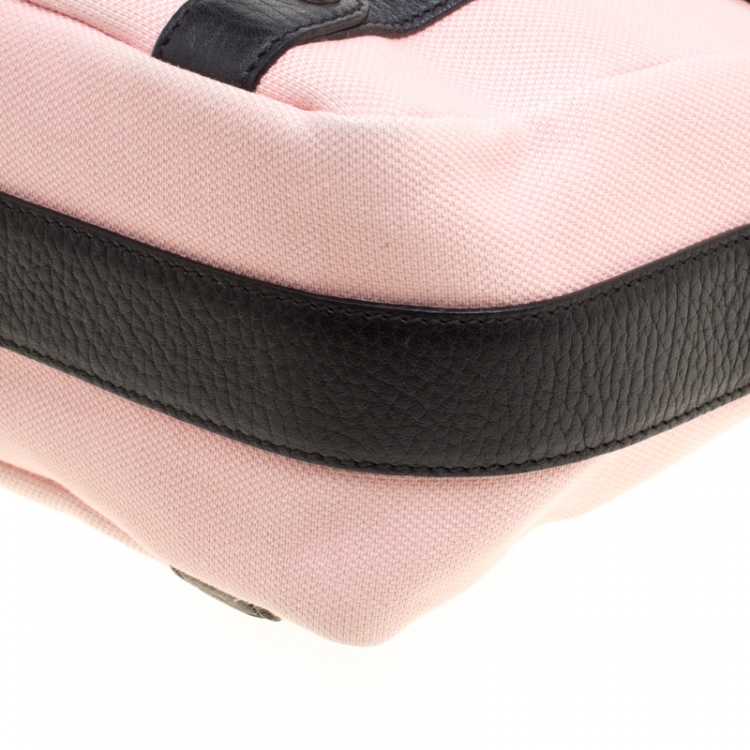 Pre Owned Bvlgari Pink/Black Canvas and Leather Tote