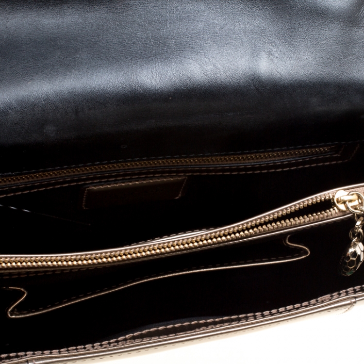 Pre Owned Bvlgari Brown Patent Leather Medium Serpenti Forever Shoulder Bag