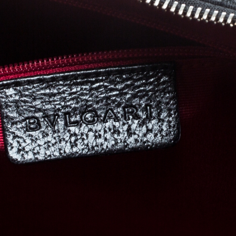 مملوكة مسبقًا Bvlgari Black Signature Fabric and Leather Medium Brigitte Hobo