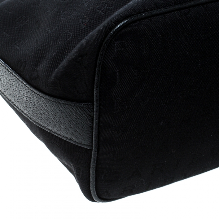مملوكة مسبقًا Bvlgari Black Signature Fabric and Leather Medium Brigitte Hobo