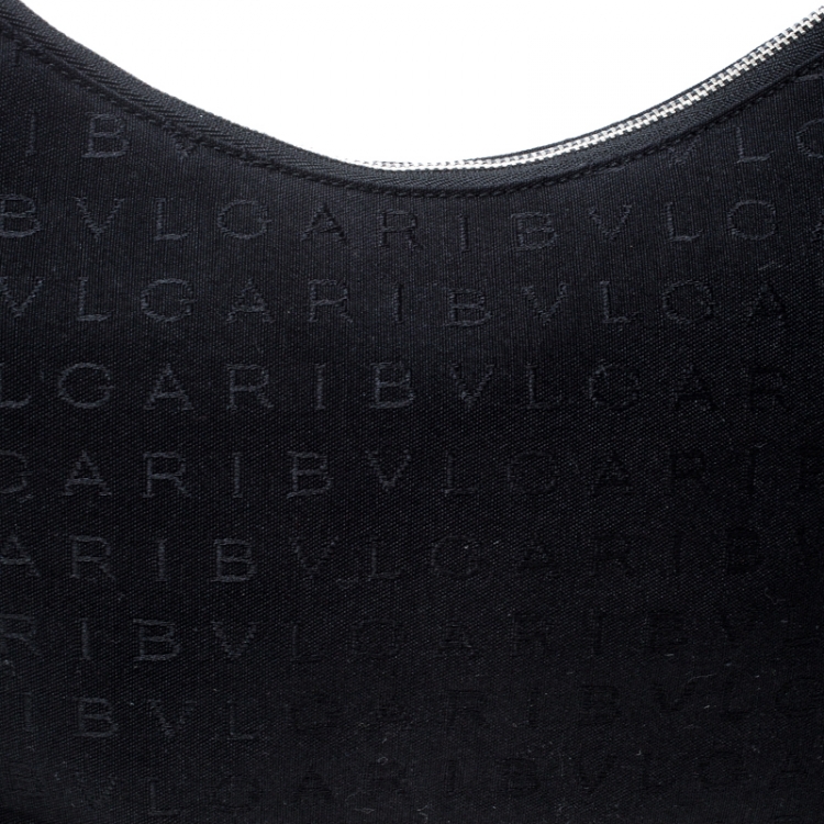 مملوكة مسبقًا Bvlgari Black Signature Fabric and Leather Medium Brigitte Hobo
