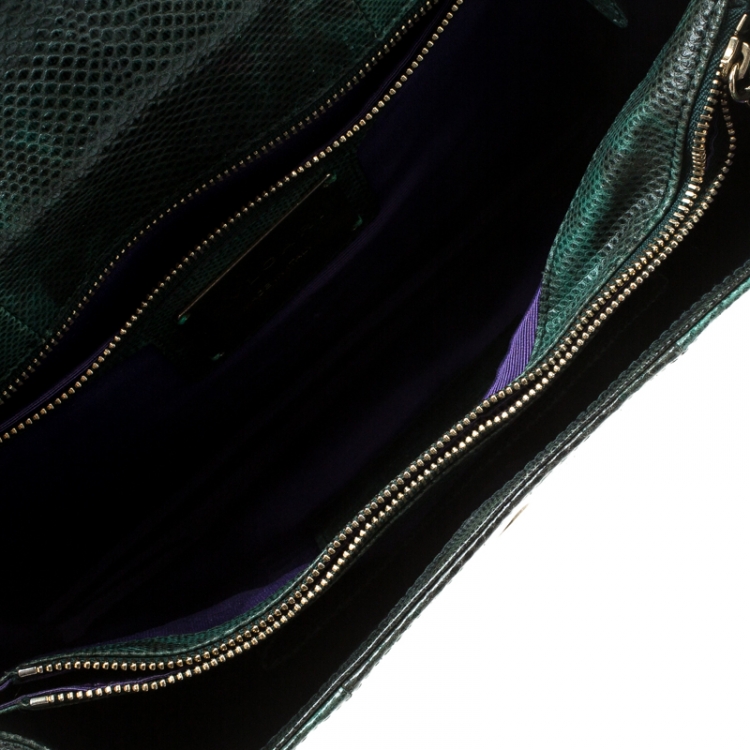 مملوكة مسبقًا Bvlgari Green Lizard Large Serpenti Forever Shoulder Bag