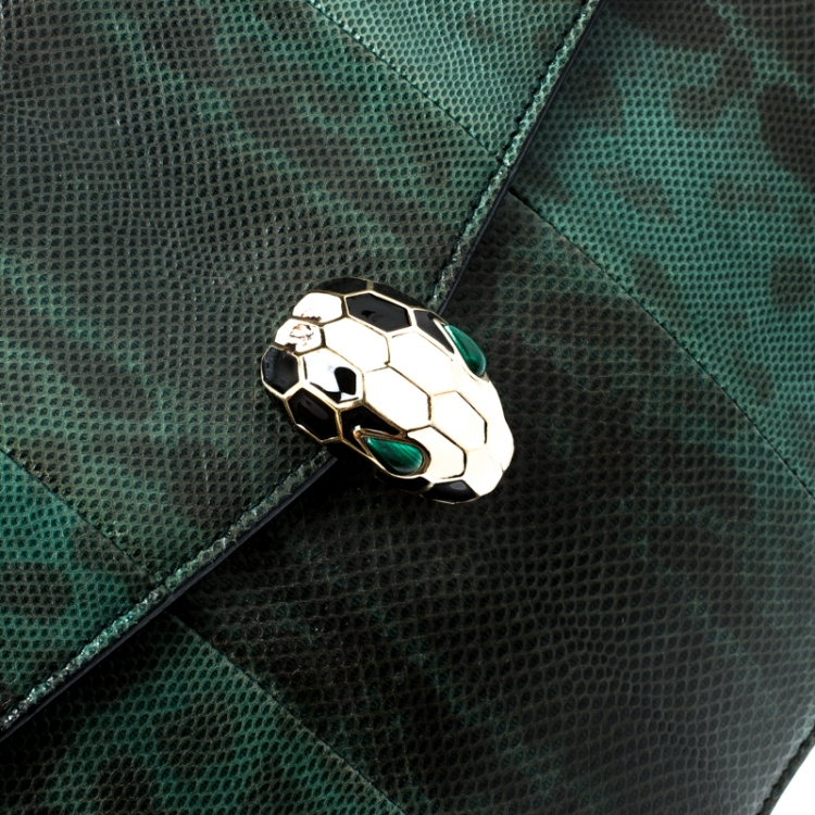 مملوكة مسبقًا Bvlgari Green Lizard Large Serpenti Forever Shoulder Bag