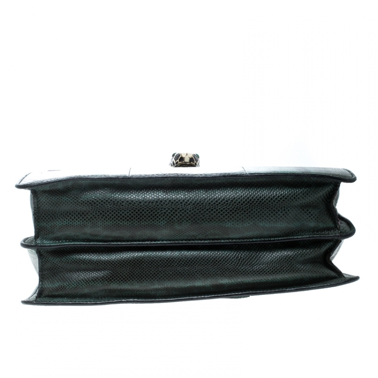 مملوكة مسبقًا Bvlgari Green Lizard Large Serpenti Forever Shoulder Bag