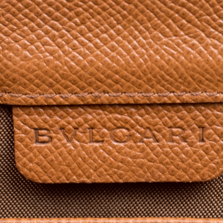 Pre Owned Bvlgari Brown Leather 3 Gussets Shoulder Bag