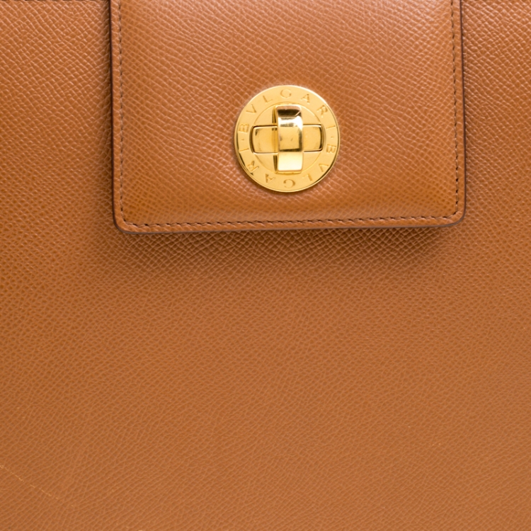 Pre Owned Bvlgari Brown Leather 3 Gussets Shoulder Bag