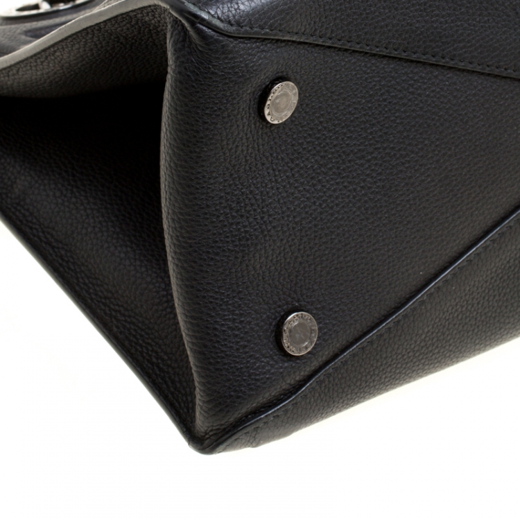 Pre Owned Bvlgari Black Leather Chain Shopping Tote