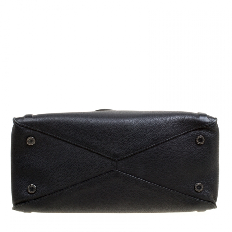 Pre Owned Bvlgari Black Leather Chain Shopping Tote