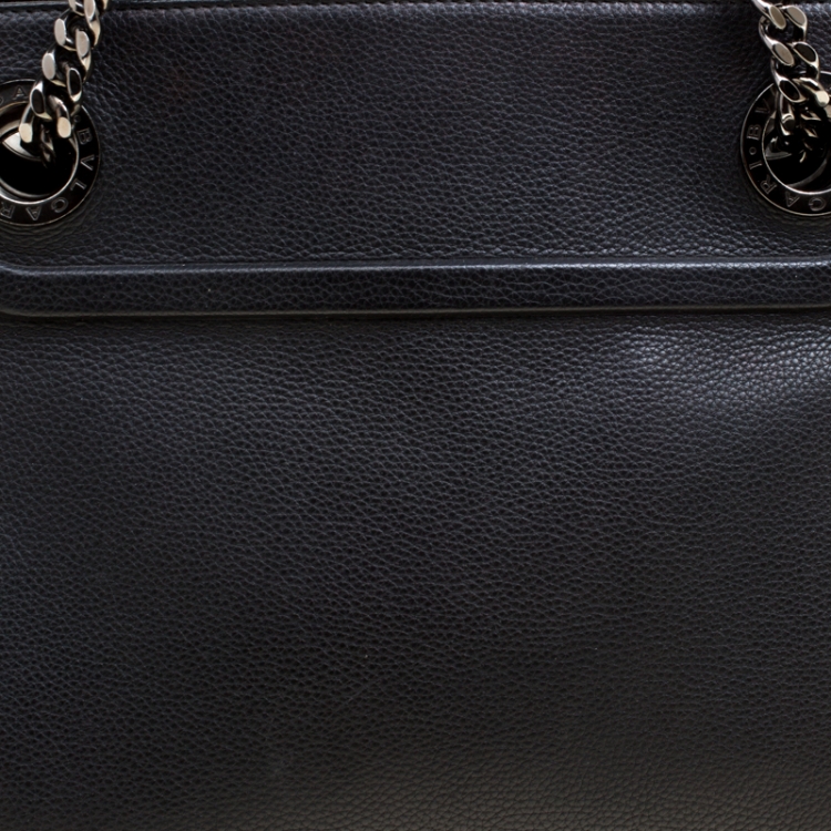 Pre Owned Bvlgari Black Leather Chain Shopping Tote