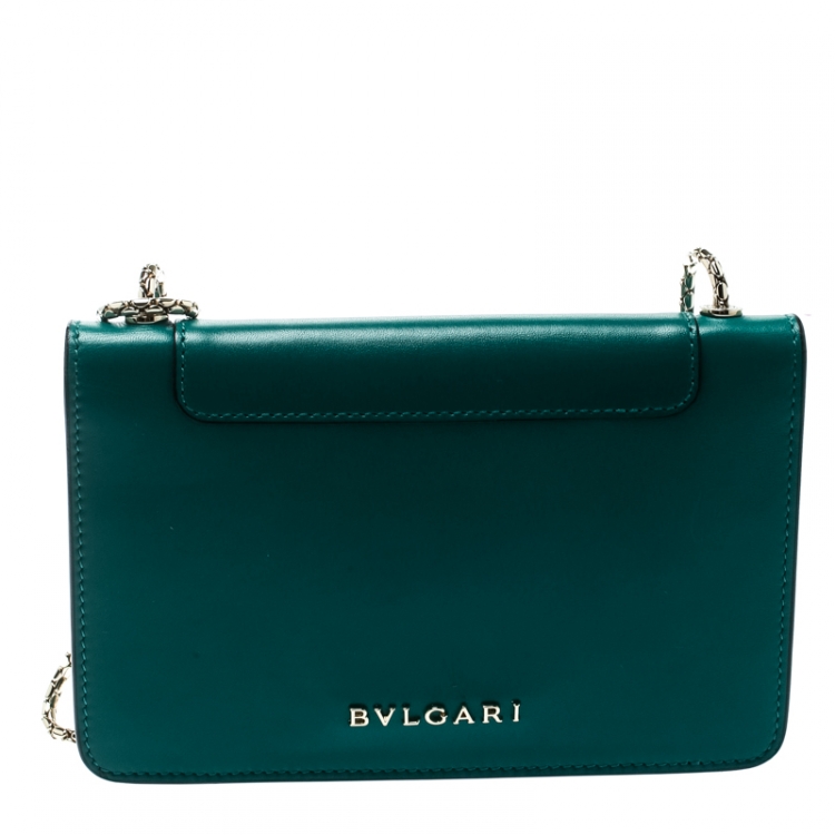 مملوكة مسبقًا Bvlgari Green Leather Serpenti Forever Shoulder Bag