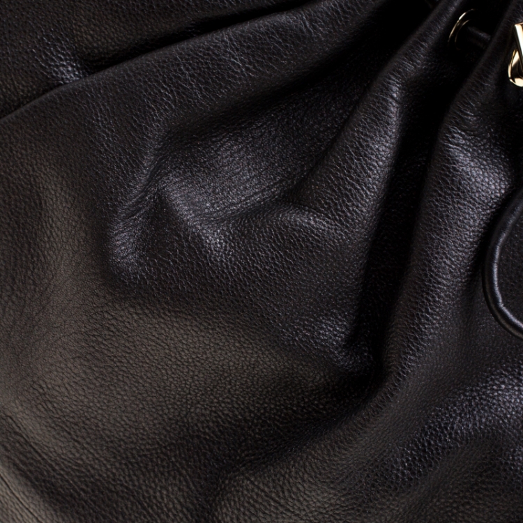 مملوكة مسبقًا Bvlgari Black Leather Ruched Hobo