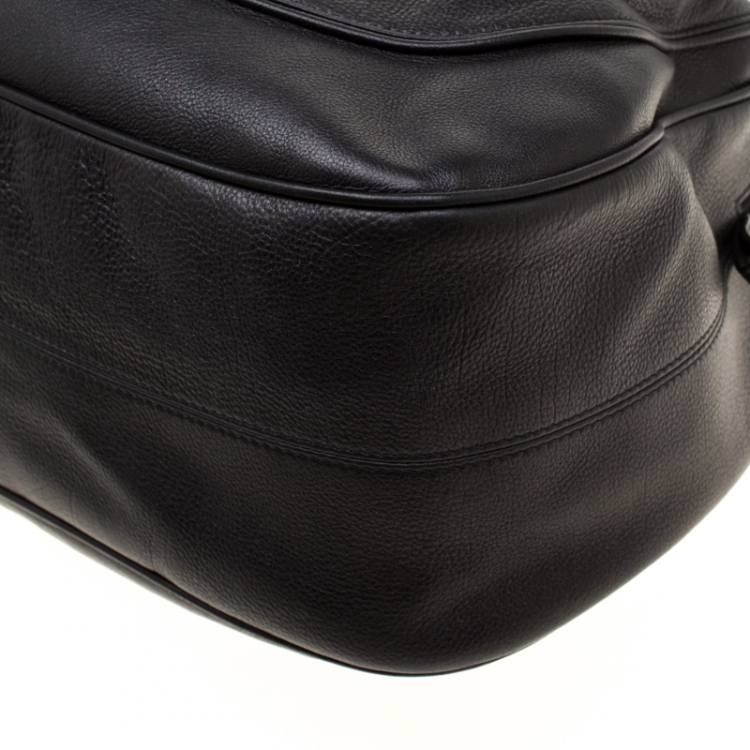 مملوكة مسبقًا Bvlgari Black Leather Ruched Hobo