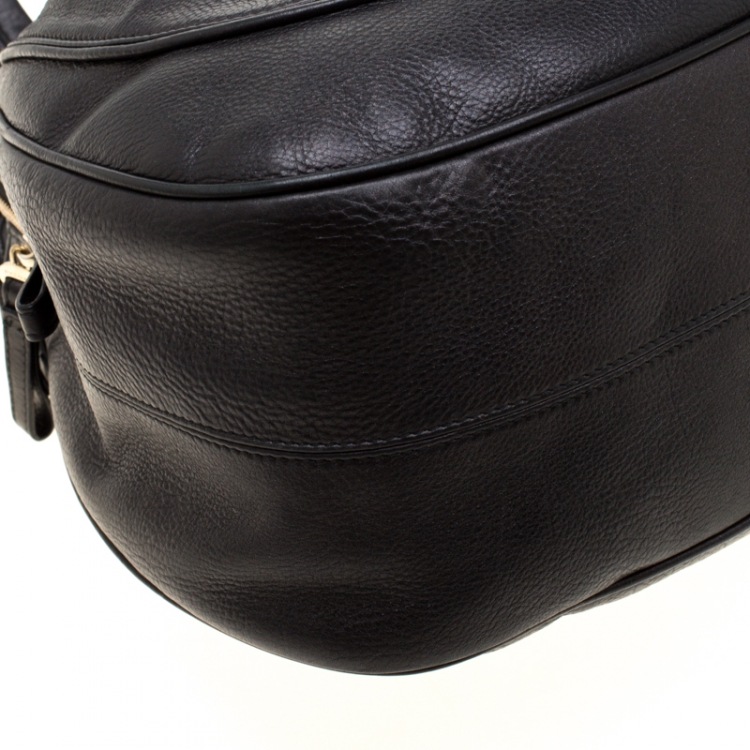 مملوكة مسبقًا Bvlgari Black Leather Ruched Hobo