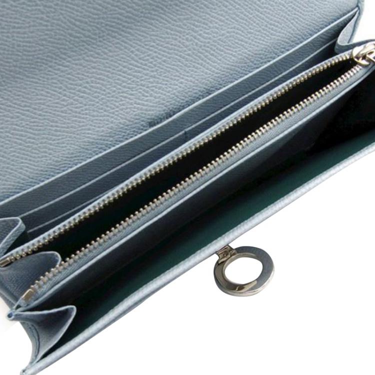 Pre Owned Bvlgari Light Blue Leather Bvlgari Bvlgari Long Wallet