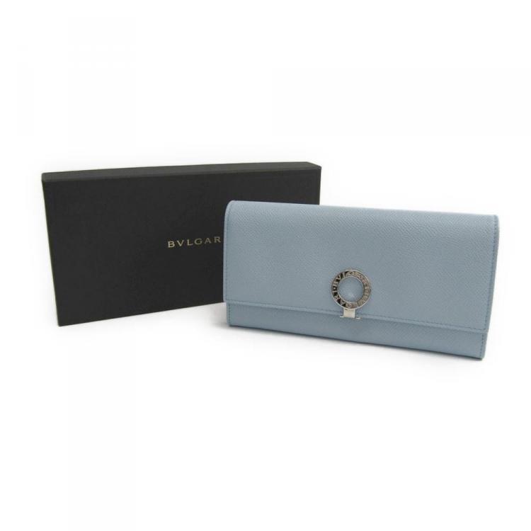 Pre Owned Bvlgari Light Blue Leather Bvlgari Bvlgari Long Wallet