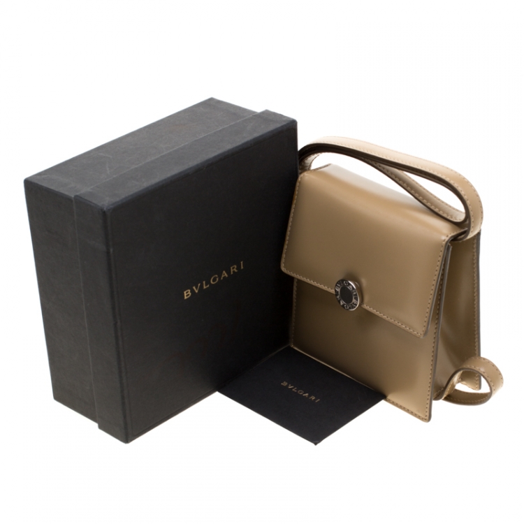 Pre Owned Bvlgari Beige Leather Crossbody Bag