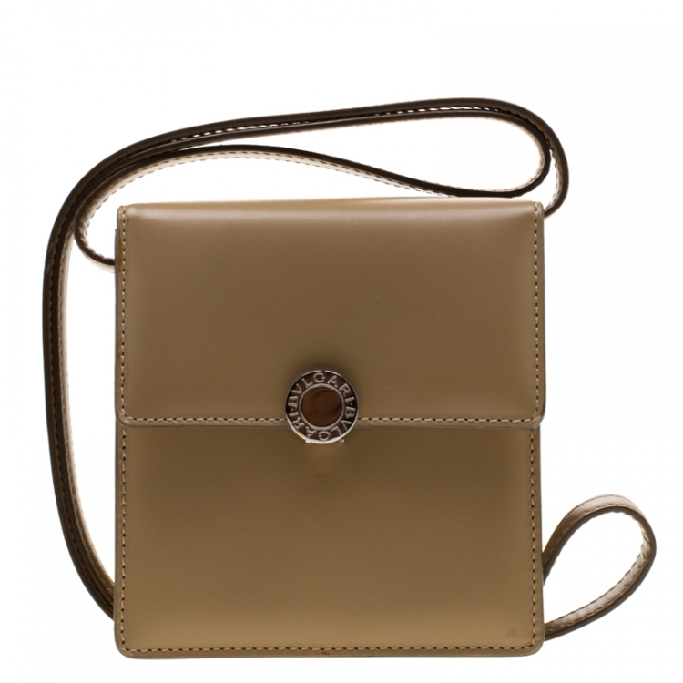 Pre Owned Bvlgari Beige Leather Crossbody Bag