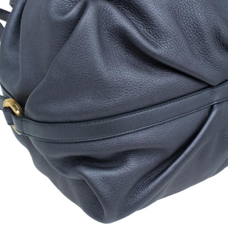 Pre Owned Bvlgari Grey Leather Medium Chandra Shoulder Bag