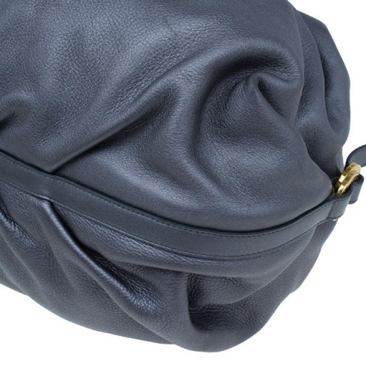 Pre Owned Bvlgari Grey Leather Medium Chandra Shoulder Bag