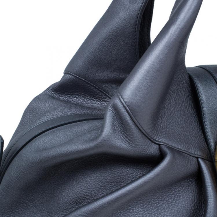 Pre Owned Bvlgari Grey Leather Medium Chandra Shoulder Bag