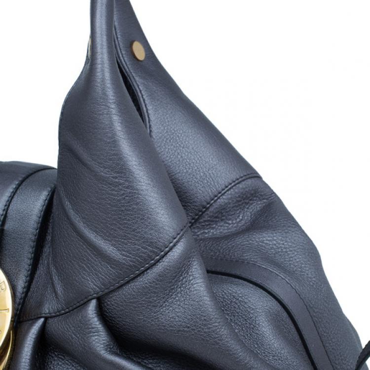 Pre Owned Bvlgari Grey Leather Medium Chandra Shoulder Bag