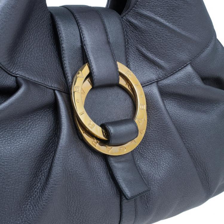 Pre Owned Bvlgari Grey Leather Medium Chandra Shoulder Bag