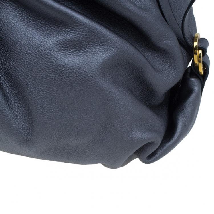 Pre Owned Bvlgari Grey Leather Medium Chandra Shoulder Bag