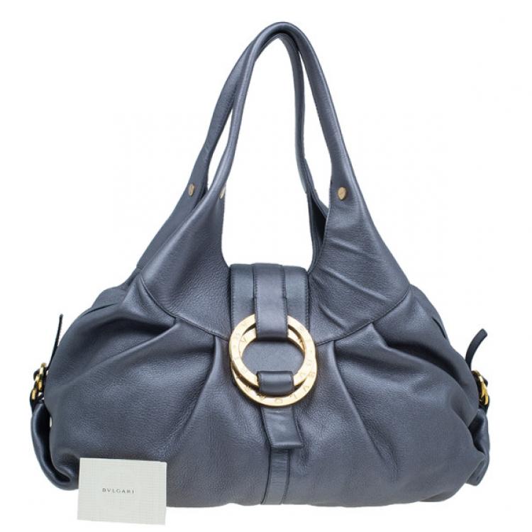Pre Owned Bvlgari Grey Leather Medium Chandra Shoulder Bag