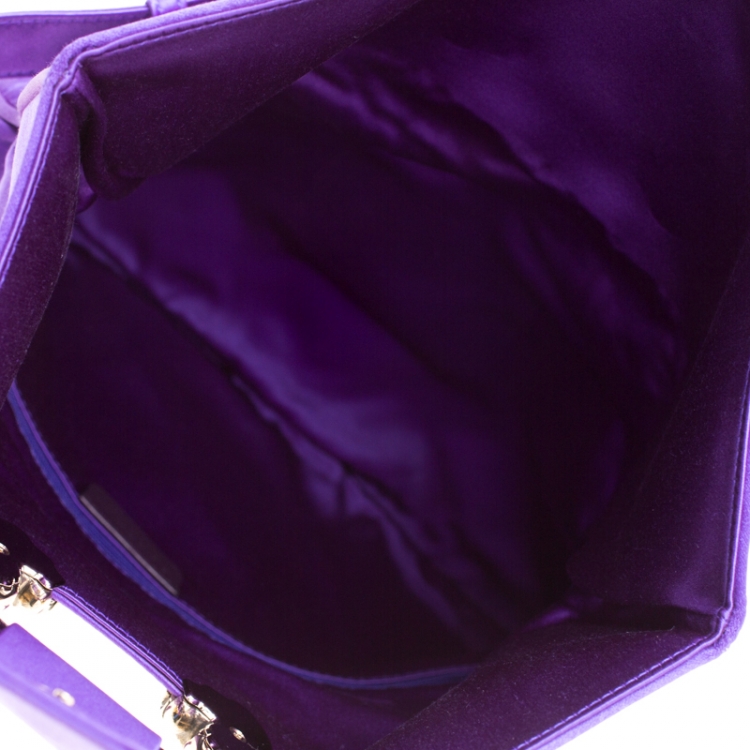 Pre Owned Bvlgari Purple Satin Leoni Flap Clutch Bag