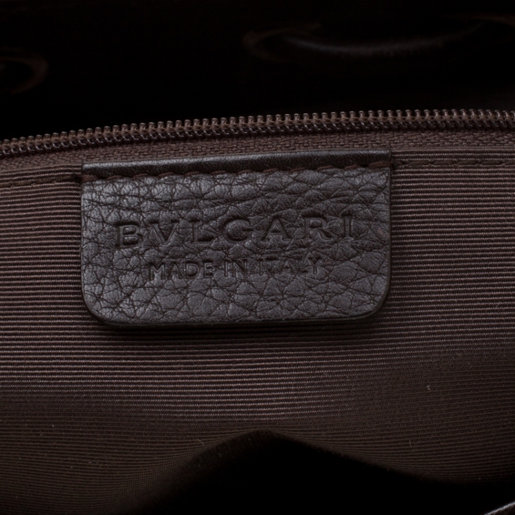 Pre Owned Bvlgari Dark Brown Signature Fabric and Leather Shoulder Bag