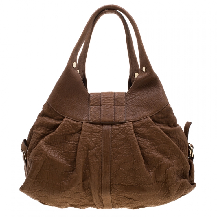 Pre Owned Bvlgari Tan Reduced Leather Chandra Hobo