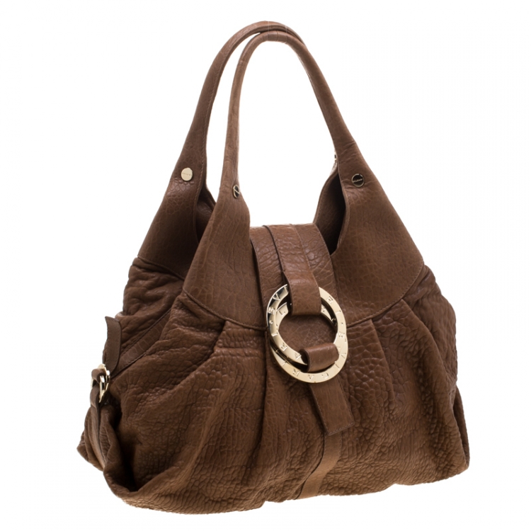 Pre Owned Bvlgari Tan Reduced Leather Chandra Hobo