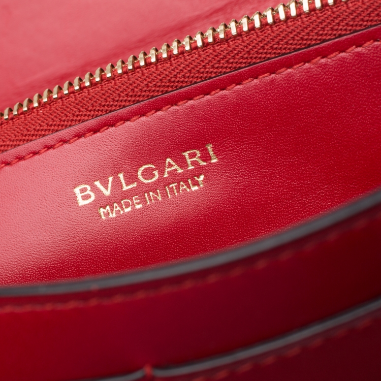 Pre Owned Bvlgari Red Leather Serpenti Forever Wallet