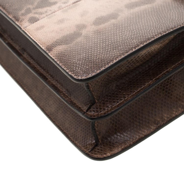 Pre Owned Bvlgari Brown Python Medium Serpenti Flap Shoulder Bag