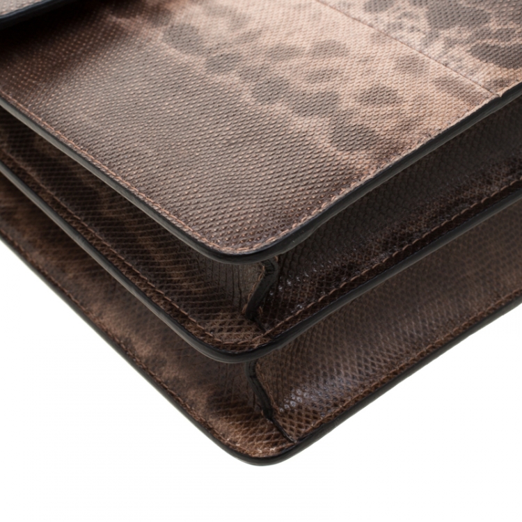 Pre Owned Bvlgari Brown Python Medium Serpenti Flap Shoulder Bag