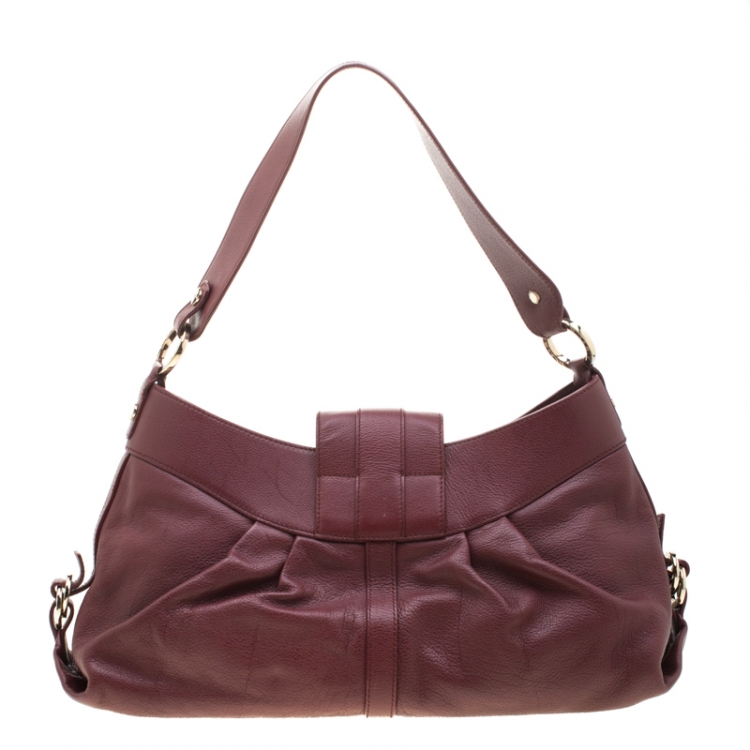 مملوكة مسبقًا Bvlgari Burgundy Leather Chandra Shoulder Bag 