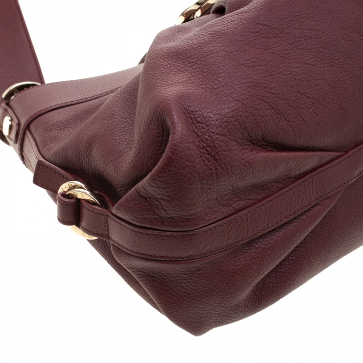 مملوكة مسبقًا Bvlgari Burgundy Leather Chandra Shoulder Bag 