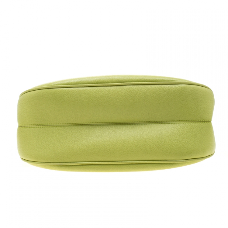 Pre Owned Bvlgari Lime Green Leather Shoulder Bag