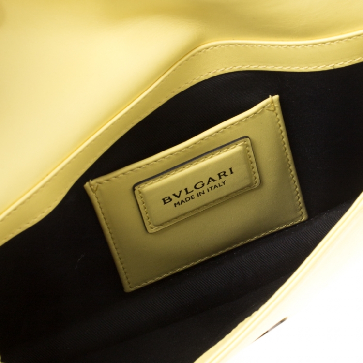 Pre Owned Bvlgari Yellow Leather Serpenti Forever Flap Shoulder Bag