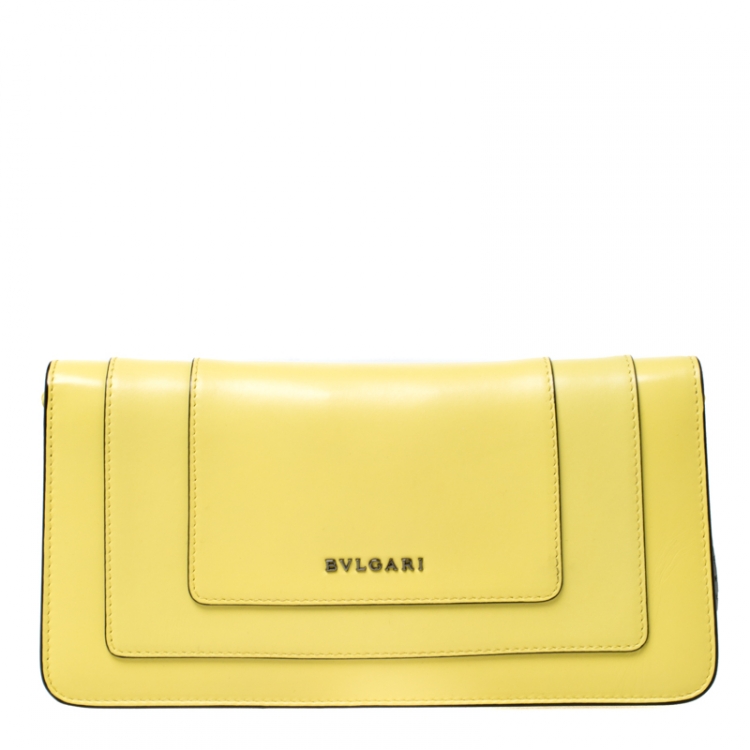 Pre Owned Bvlgari Yellow Leather Serpenti Forever Flap Shoulder Bag