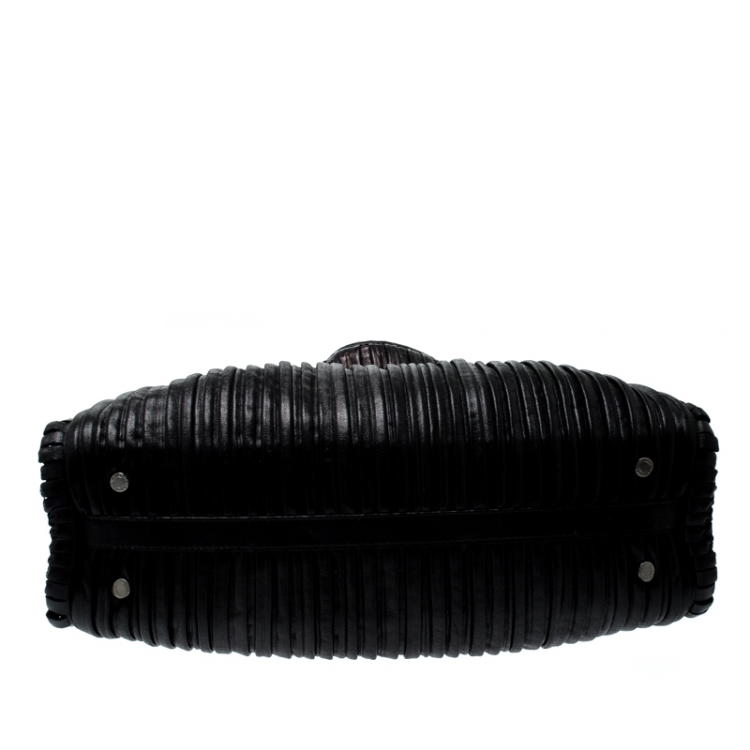 Pre Owned Bvlgari Black Leather Twistino Tina Tote