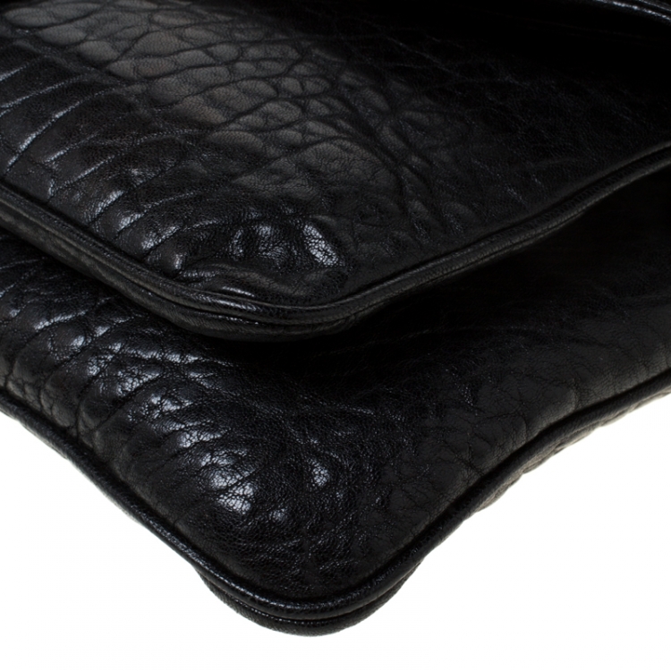 Pre Owned Bvlgari Black Leather Leoni Flap Clutch 