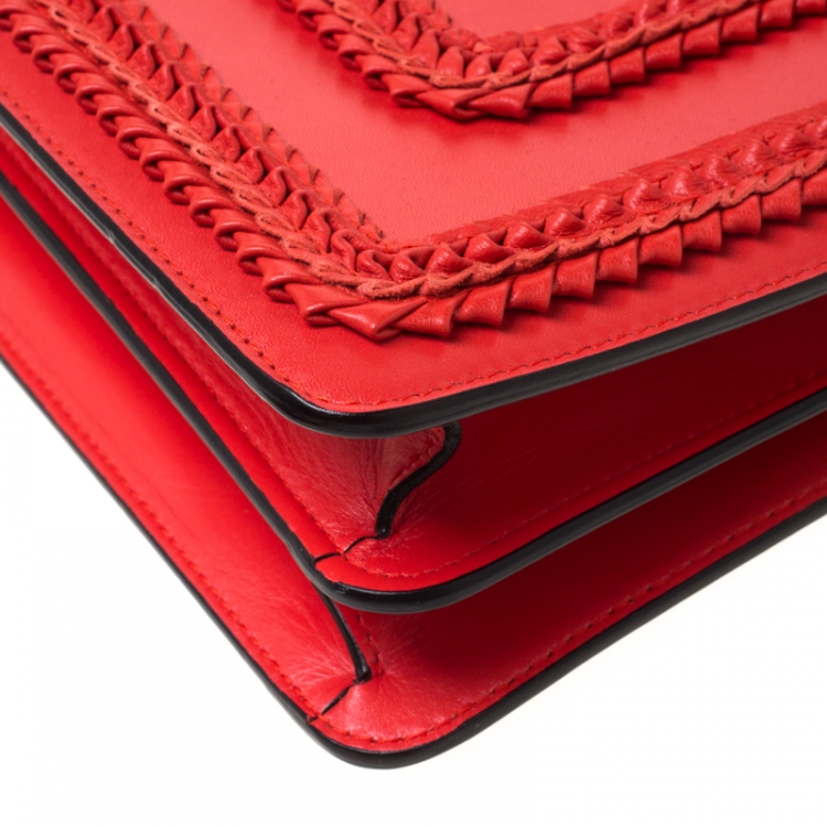 Pre Owned Bvlgari Red Leather Serpenti Forever Flap Shoulder Bag      
