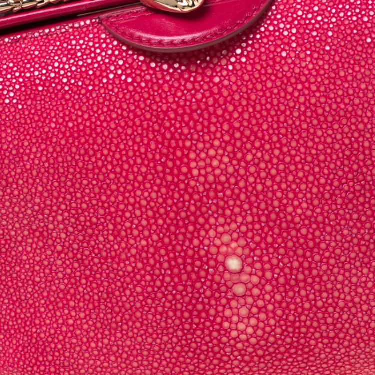 Pre Owned Bvlgari Magenta Stingray and Leather Small Serpenti Hypnotic Top Handle Bag 