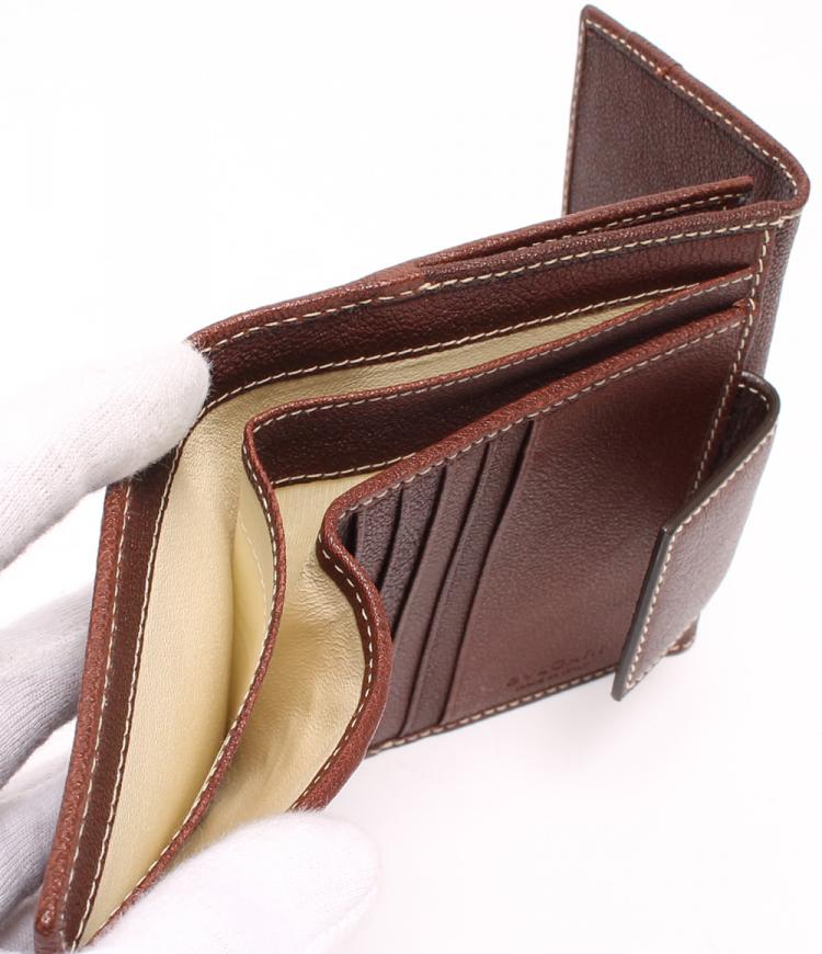 Pre Owned Bvlgari Dark Brown Leather Bi-fold Wallet