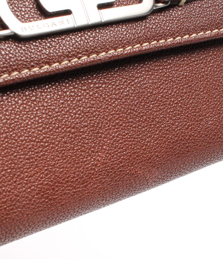 Pre Owned Bvlgari Dark Brown Leather Bi-fold Wallet