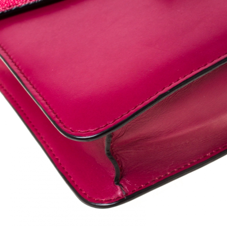 Pre Owned Bvlgari Dark Pink Leather and Stingray Serpenti Forever Shoulder Bag
