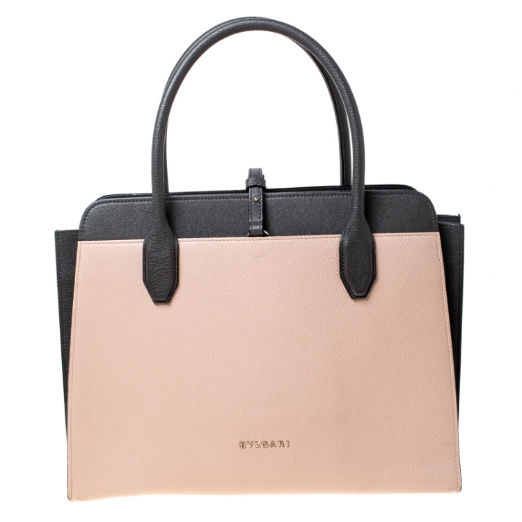 Pre Owned Bvlgari Beige/Grey Leather Alba Tote 