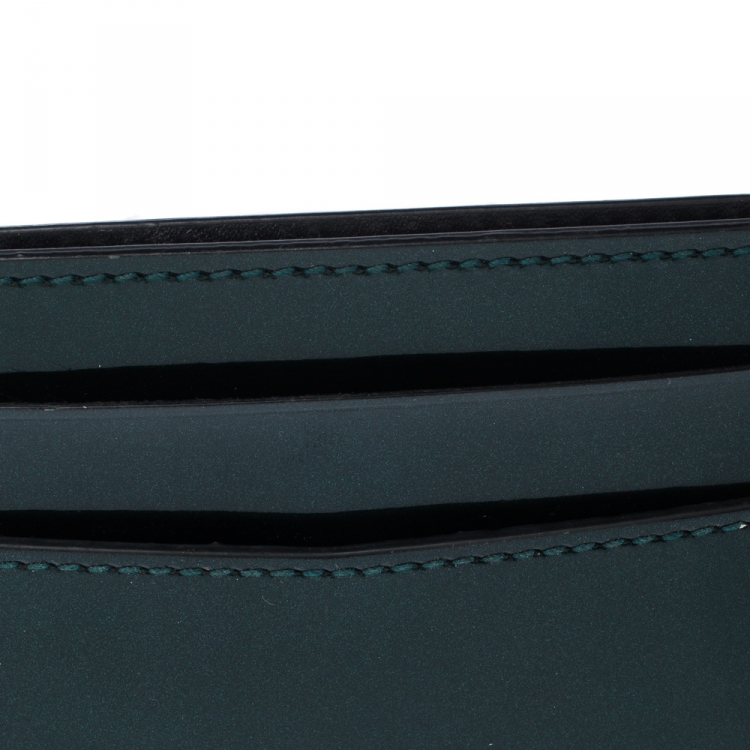 Pre Owned Bvlgari  Dark Green Patent Leather Serpenti Forever Card Holder 